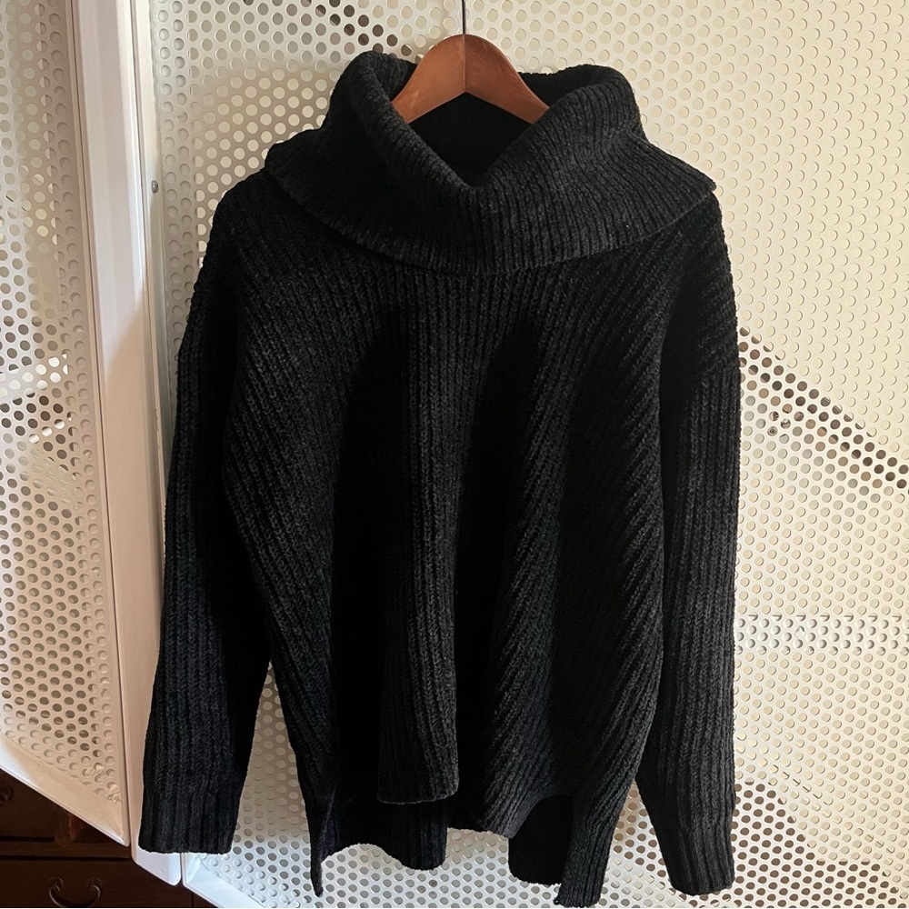 Joe Fresh Closed Cowl Neck Chunky Knit Sweater Size Medium Black